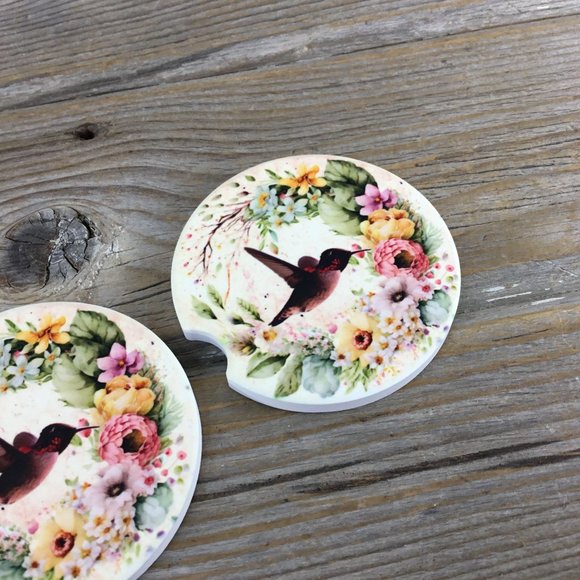 Hummingbird Floral Car Coasters - Picture 4 of 7